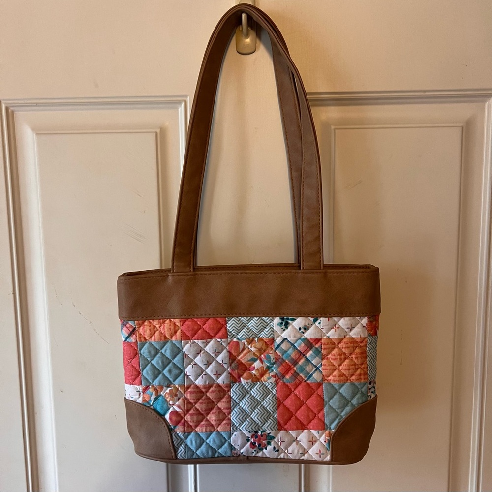 Quilted Patchwork Shoulder Bag - Brown and Multicolor